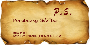 Porubszky Sába névjegykártya